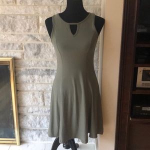 green flowy, tank top dress with chest cut out